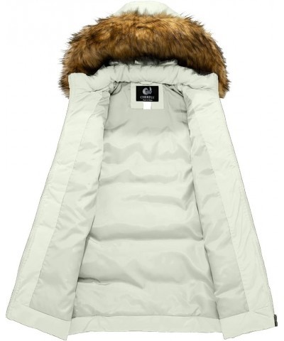 Women's Winter Puffer Coat Heavy Warm Long Parka Down Jacket with Fur Hood White $30.74 Jackets