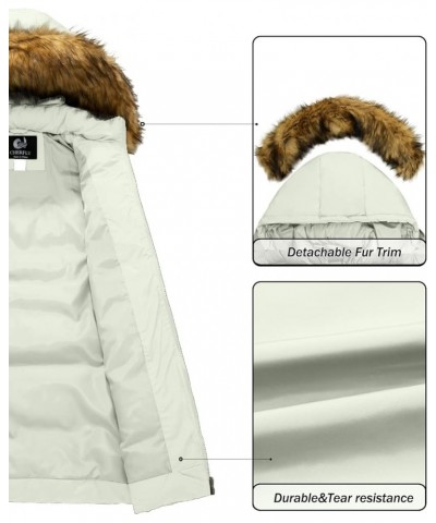 Women's Winter Puffer Coat Heavy Warm Long Parka Down Jacket with Fur Hood White $30.74 Jackets