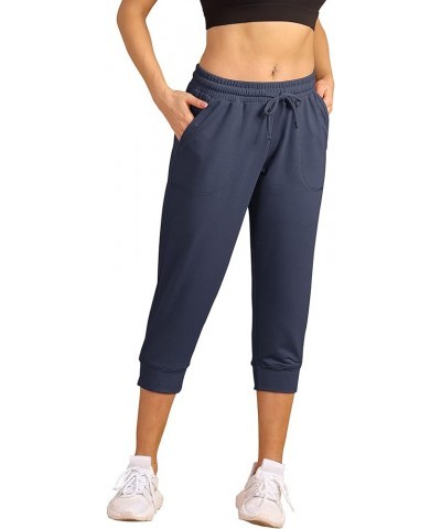 Women's French Terry Jogger Lounge Sweatpants - Active Capri Pants for Women Navy $13.74 Activewear