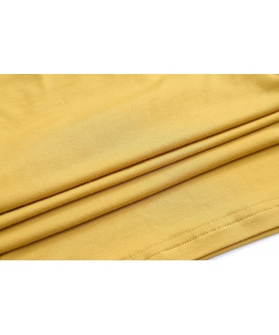 Women's Basic Crop Tops Stretchy Casual Scoop Neck Cap Sleeve Shirt Mustard $11.79 Tanks