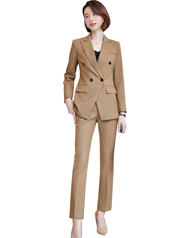 Womens Business Work Suit Set Blazer Pants for Office Lady Suit Set Slim Fit Blazer Pant Coffee $26.95 Suits