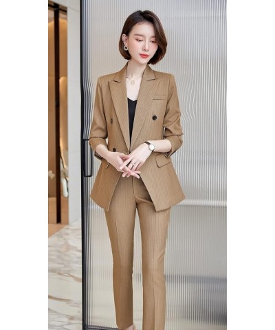 Womens Business Work Suit Set Blazer Pants for Office Lady Suit Set Slim Fit Blazer Pant Coffee $26.95 Suits