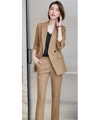 Womens Business Work Suit Set Blazer Pants for Office Lady Suit Set Slim Fit Blazer Pant Coffee $26.95 Suits