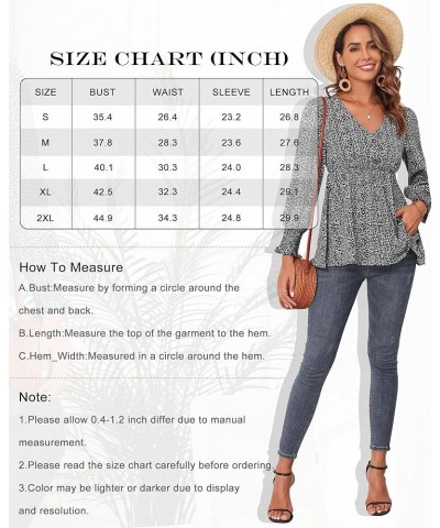 Women's Summer Tops Floral Print Knot Front V Neck Butterfly Peplum Blouse Ruffle Flowy Dressy Tunic Shirts Black(long Sleeve...