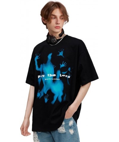 Oversized Graphic Shirts Black $20.37 Tops