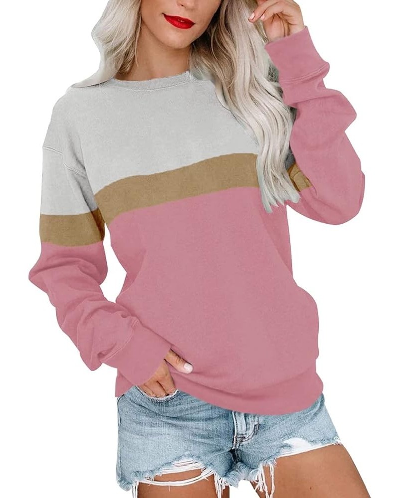 Women Sweatshirt Crew Neck sweaters Long Sleeve hoodies Block/Solid Casual Pullover Cute Lightweight Loose Tops 08-e $7.01 Ho...