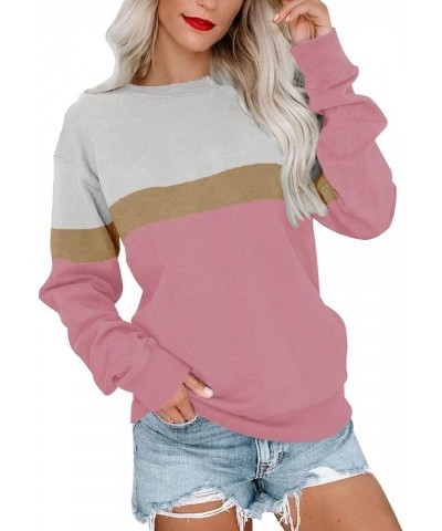 Women Sweatshirt Crew Neck sweaters Long Sleeve hoodies Block/Solid Casual Pullover Cute Lightweight Loose Tops 08-e $7.01 Ho...