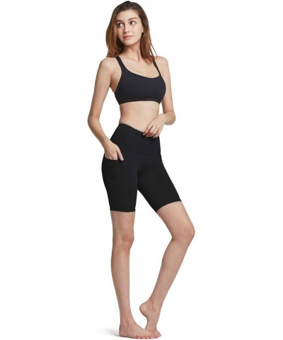 1, 2 or 3 Pack Women's High Waist Tummy Control Yoga Shorts, Workout Exercise Shorts, Running Shorts w Pocket 8inch Pocket 3p...