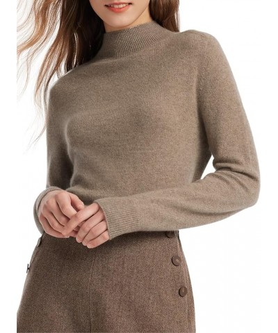 100% Pure Cashmere Womens Sweater Long Sleeve Mock Neck Soft and Lightweight Warm Sweater Top Brown $50.00 Sweaters