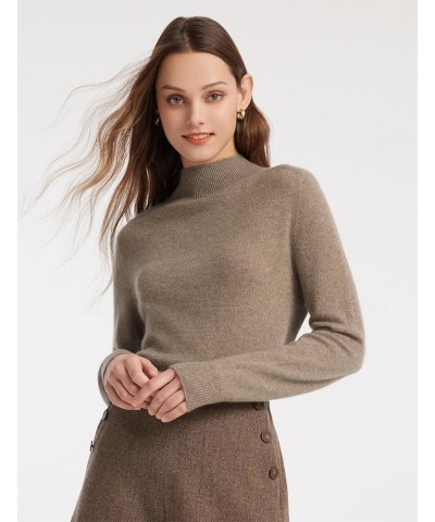 100% Pure Cashmere Womens Sweater Long Sleeve Mock Neck Soft and Lightweight Warm Sweater Top Brown $50.00 Sweaters