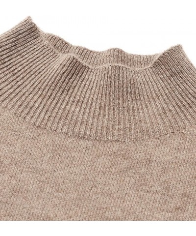 100% Pure Cashmere Womens Sweater Long Sleeve Mock Neck Soft and Lightweight Warm Sweater Top Brown $50.00 Sweaters