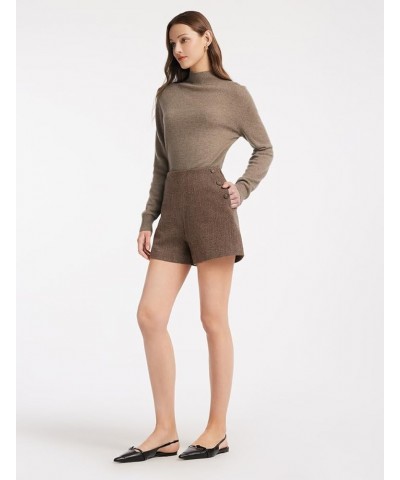 100% Pure Cashmere Womens Sweater Long Sleeve Mock Neck Soft and Lightweight Warm Sweater Top Brown $50.00 Sweaters