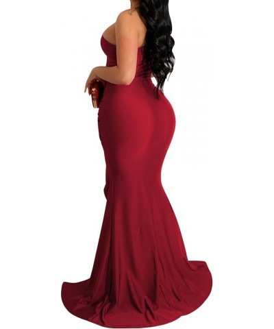 Women's Sexy Off Shoulder Bodycon Maxi Dresses Elegant High Split Club Party Long Dress 589red $23.31 Dresses