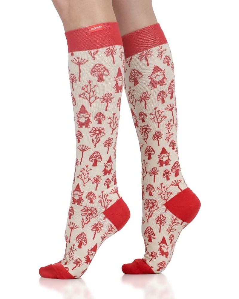 VIM & VIGR Merino Wool 15-20 mmHg Compression Socks for Women & Men (Solid Black, Small/Medium (1)) 4 Cream & Red Woodland Gn...