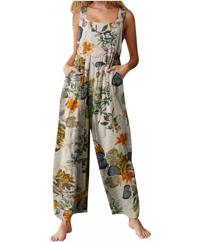 Jumpsuits For Women Casual, Retro Print Womens Overall Jumpsuit Womens Jumpers And Rompers Dressy With Pockets Yellow $23.40 ...