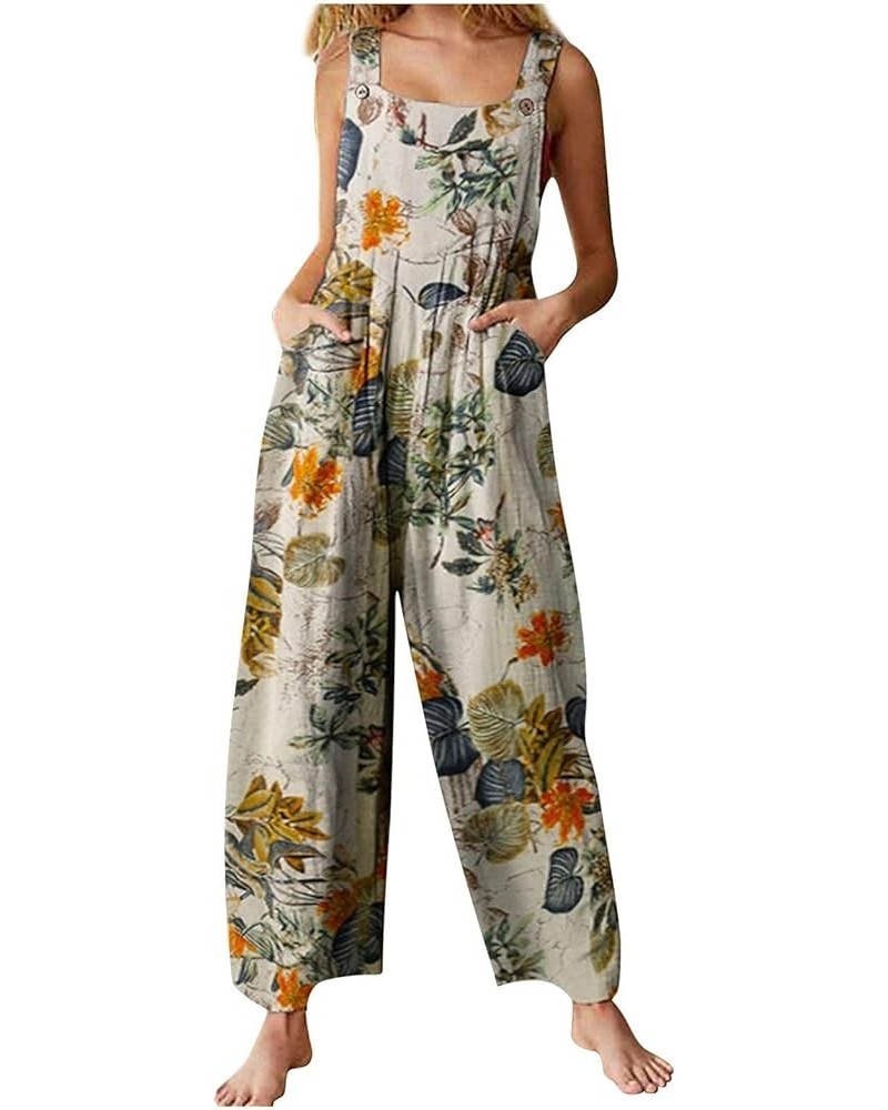 Jumpsuits For Women Casual, Retro Print Womens Overall Jumpsuit Womens Jumpers And Rompers Dressy With Pockets Yellow $23.40 ...