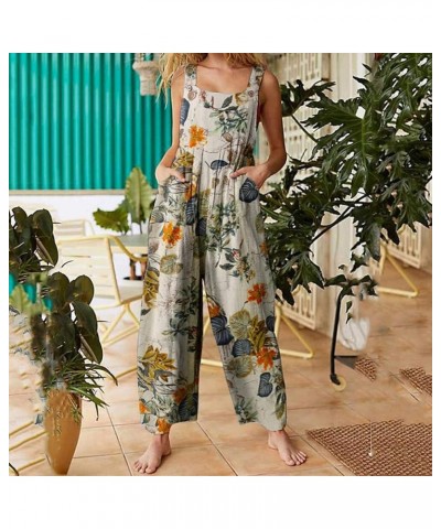 Jumpsuits For Women Casual, Retro Print Womens Overall Jumpsuit Womens Jumpers And Rompers Dressy With Pockets Yellow $23.40 ...