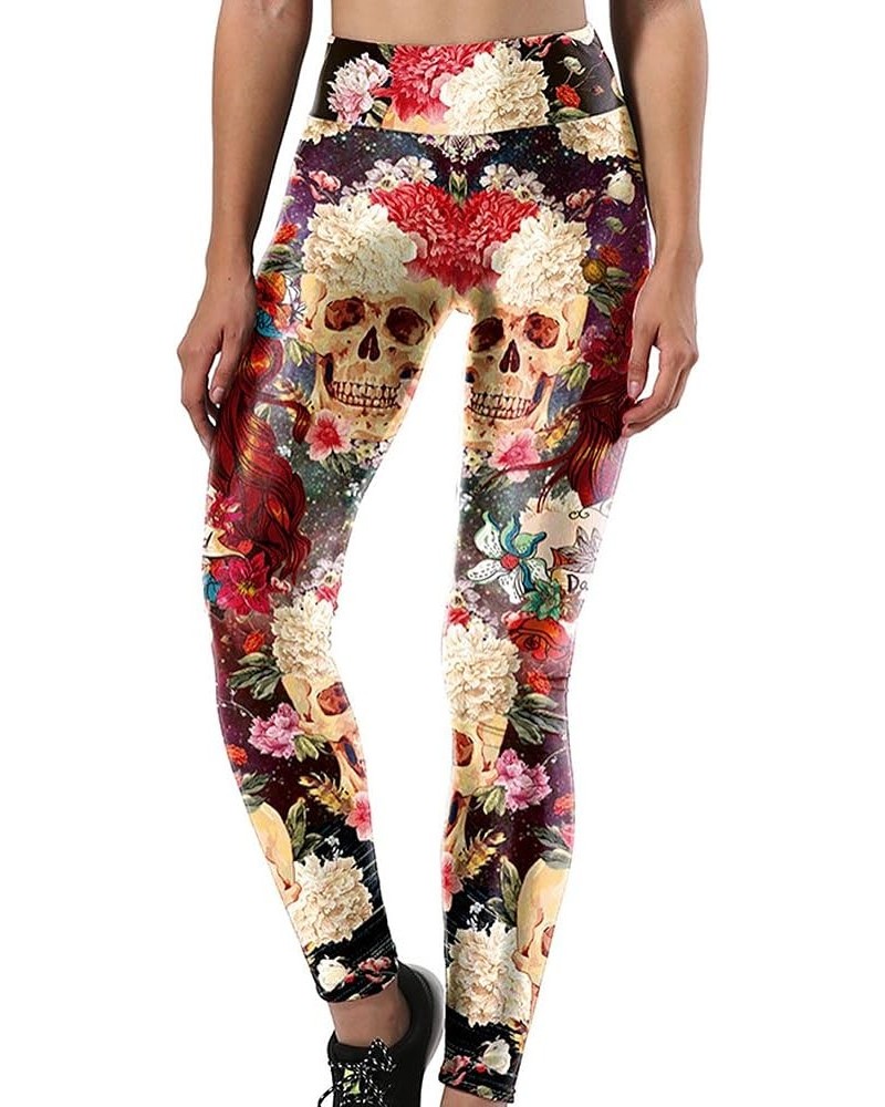 Women's Halloween Pumpkin Skulls Printed Ankle Elastic Tights Legging Halloween A-halloween Skull $10.29 Leggings