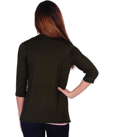 SR Womens Basic Draped Open Front Cardigan (Size: S-3X) 3/4sleeve_olive $15.36 Sweaters