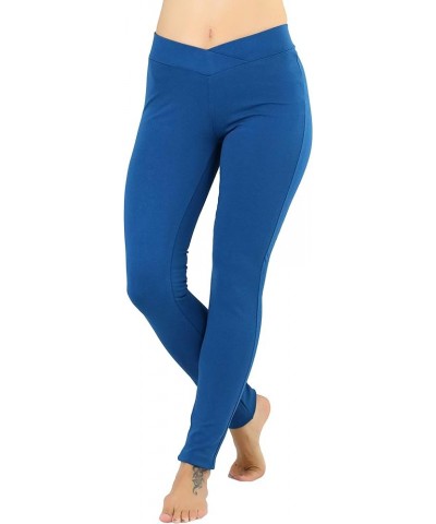 Women's Seagull Waist Skinny Ponte Leggings Blue Teal $9.33 Leggings