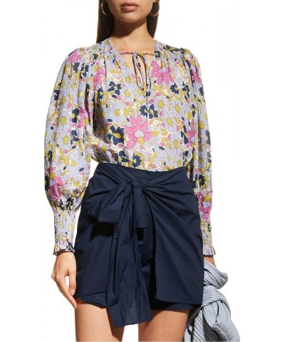 Women's Passion Flower Tie Front Blouse Passion Flower Orchid Combo $31.97 Blouses