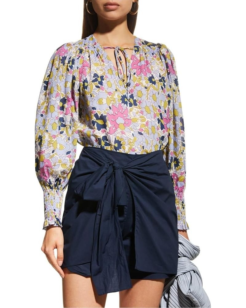 Women's Passion Flower Tie Front Blouse Passion Flower Orchid Combo $31.97 Blouses