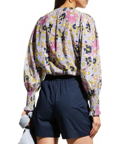 Women's Passion Flower Tie Front Blouse Passion Flower Orchid Combo $31.97 Blouses