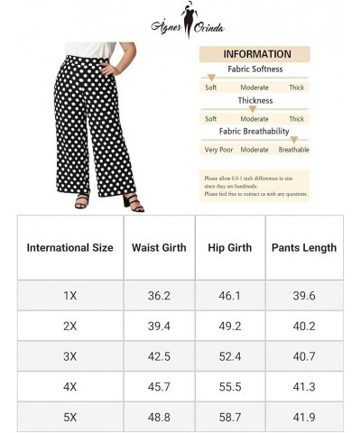 Plus Size Women's Palazzo Pants Stretchy High Waist Polka Dots Casual Wide Leg Pants Summer Black $18.50 Pants