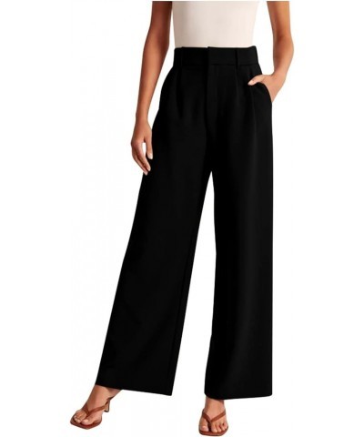 Womens Trousers Dress Pants 2024 High Waisted Wide Leg Pants Palazzo Work Tailored Pants Business Casual Slacks Pants 05black...