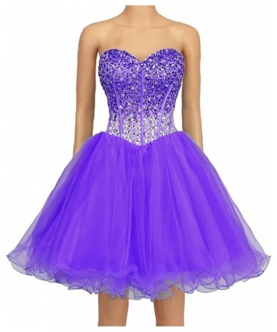 Strapless a Line Blue Crystal White Oranga Homecoming Dress Short Prom Dress Purple $44.52 Dresses