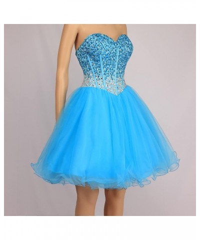 Strapless a Line Blue Crystal White Oranga Homecoming Dress Short Prom Dress Purple $44.52 Dresses