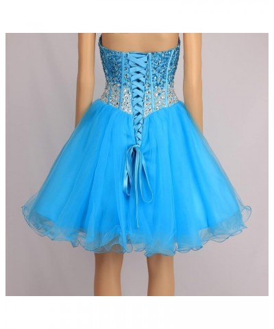 Strapless a Line Blue Crystal White Oranga Homecoming Dress Short Prom Dress Purple $44.52 Dresses