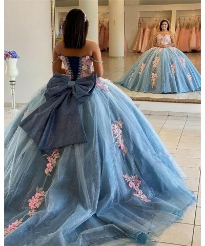 Off Shoulder Quinceanera Dresses Ball Gown Puffy Tulle Sweet 16 Dresses Long Sparkly Lace Prom Dress Y89 Teal $62.79 Dresses