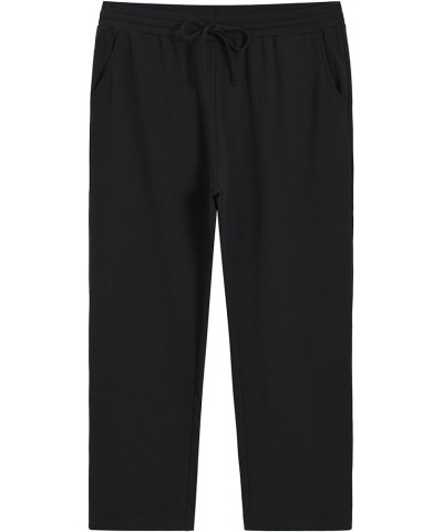 Women's Plus Size Petite Drawstring Knit Pants with Pockets Black $19.71 Activewear