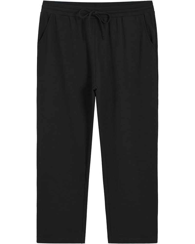 Women's Plus Size Petite Drawstring Knit Pants with Pockets Black $19.71 Activewear