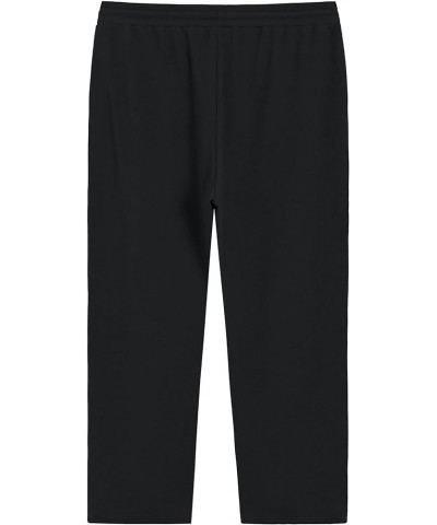 Women's Plus Size Petite Drawstring Knit Pants with Pockets Black $19.71 Activewear