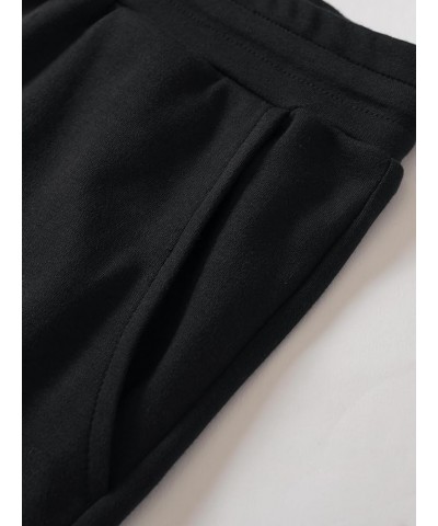 Women's Plus Size Petite Drawstring Knit Pants with Pockets Black $19.71 Activewear