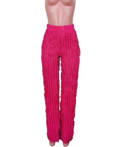 Women High Waist Sexy See Through Ruffle Wave Wide Leg Palazzo Pants Stretchy Tassel Long Sheer Mesh Trousers Rose $18.54 Swi...