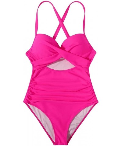 Women's One Piece Swimsuit Tummy Control Cutout High Waisted Bathing Suit Wrap Tie Back Swimsuits A1-pink $9.66 Swimsuits