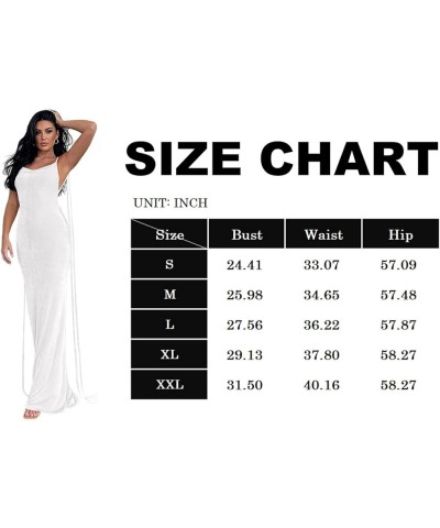 Slip Bodycon Dresses for Women Spaghetti Strap Lace Up Backless Cowl Neck Maxi Mermaid Cocktail Party Dress White $23.59 Dresses