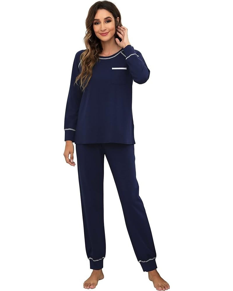 Viscose from Bamboo Pajamas Set for Women Long Sleeve Sleepwear Soft Loungewear Pjs Jogger Pants Lounge Sets S-XXL B-navy $23...