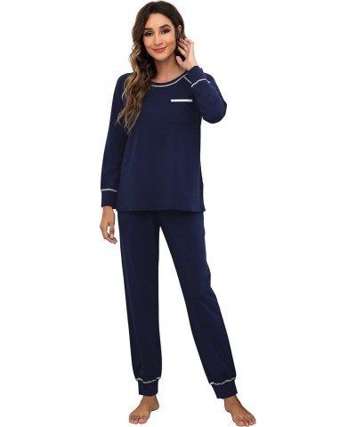 Viscose from Bamboo Pajamas Set for Women Long Sleeve Sleepwear Soft Loungewear Pjs Jogger Pants Lounge Sets S-XXL B-navy $23...