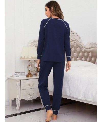 Viscose from Bamboo Pajamas Set for Women Long Sleeve Sleepwear Soft Loungewear Pjs Jogger Pants Lounge Sets S-XXL B-navy $23...