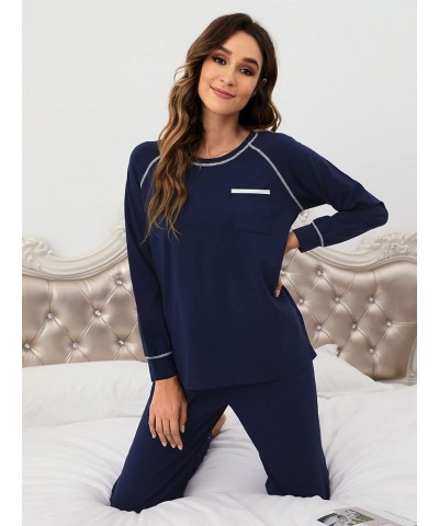 Viscose from Bamboo Pajamas Set for Women Long Sleeve Sleepwear Soft Loungewear Pjs Jogger Pants Lounge Sets S-XXL B-navy $23...