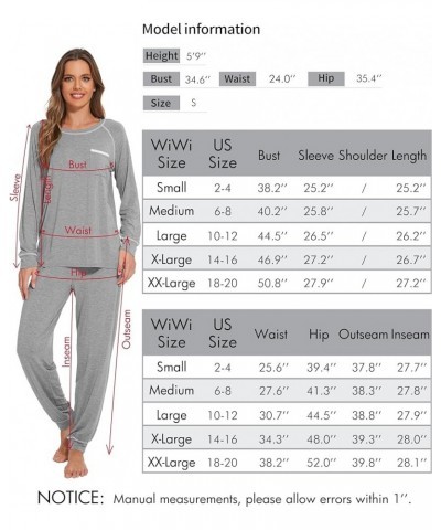 Viscose from Bamboo Pajamas Set for Women Long Sleeve Sleepwear Soft Loungewear Pjs Jogger Pants Lounge Sets S-XXL B-navy $23...