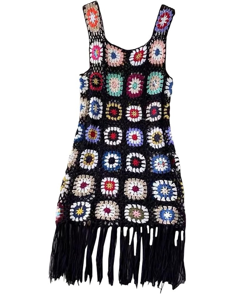 Womens Summer Halter Neck Knitted Dress Solid Color Crochet Backless Sleeveless Mini Dress Y2K 90s E-Girl Streetwear Granny S...