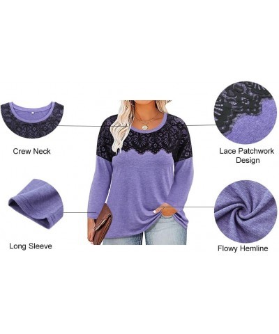 Plus Size Tops for Women Raglan Long Sleeve Crewneck V Neck T-Shirt Casual Blouses Fall Winter Tunics XL-5XL B-lace Light Blu...