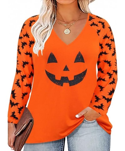 Plus Size Tops for Women Raglan Long Sleeve Colorblock Leopard Halloween Chirstmas Autumn Fall Winter Spring XL-5XL 9_ B8_ Ha...