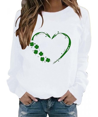 Happy St Patricks Day Sweatshirt Women,Cute Shamrock Clover Lucky Shirts Lightweight Long Sleeve Plus Size Pullover Tops 07-w...