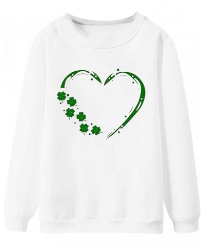 Happy St Patricks Day Sweatshirt Women,Cute Shamrock Clover Lucky Shirts Lightweight Long Sleeve Plus Size Pullover Tops 07-w...